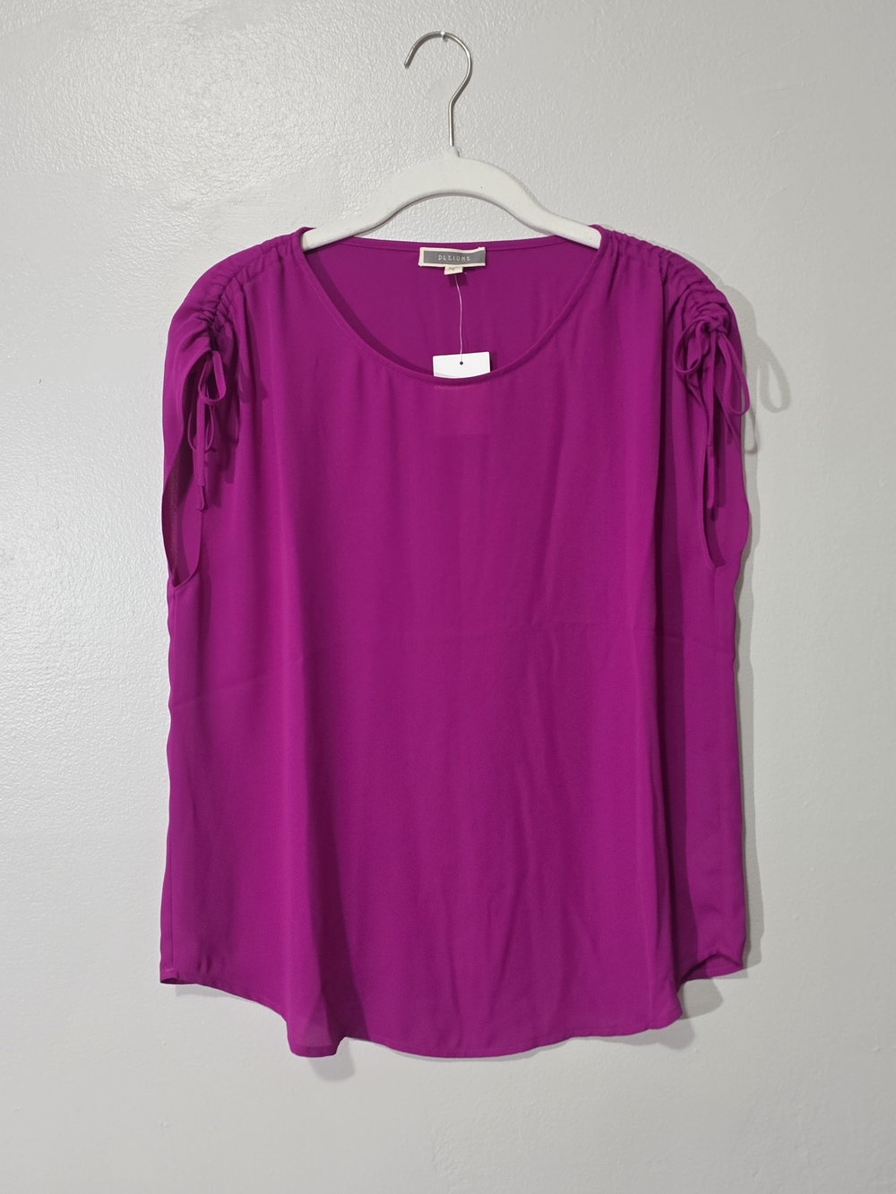 Pleione Fuchsia Sleeveless Tie-Shoulder Sheer Tank - Picture 1 of 5